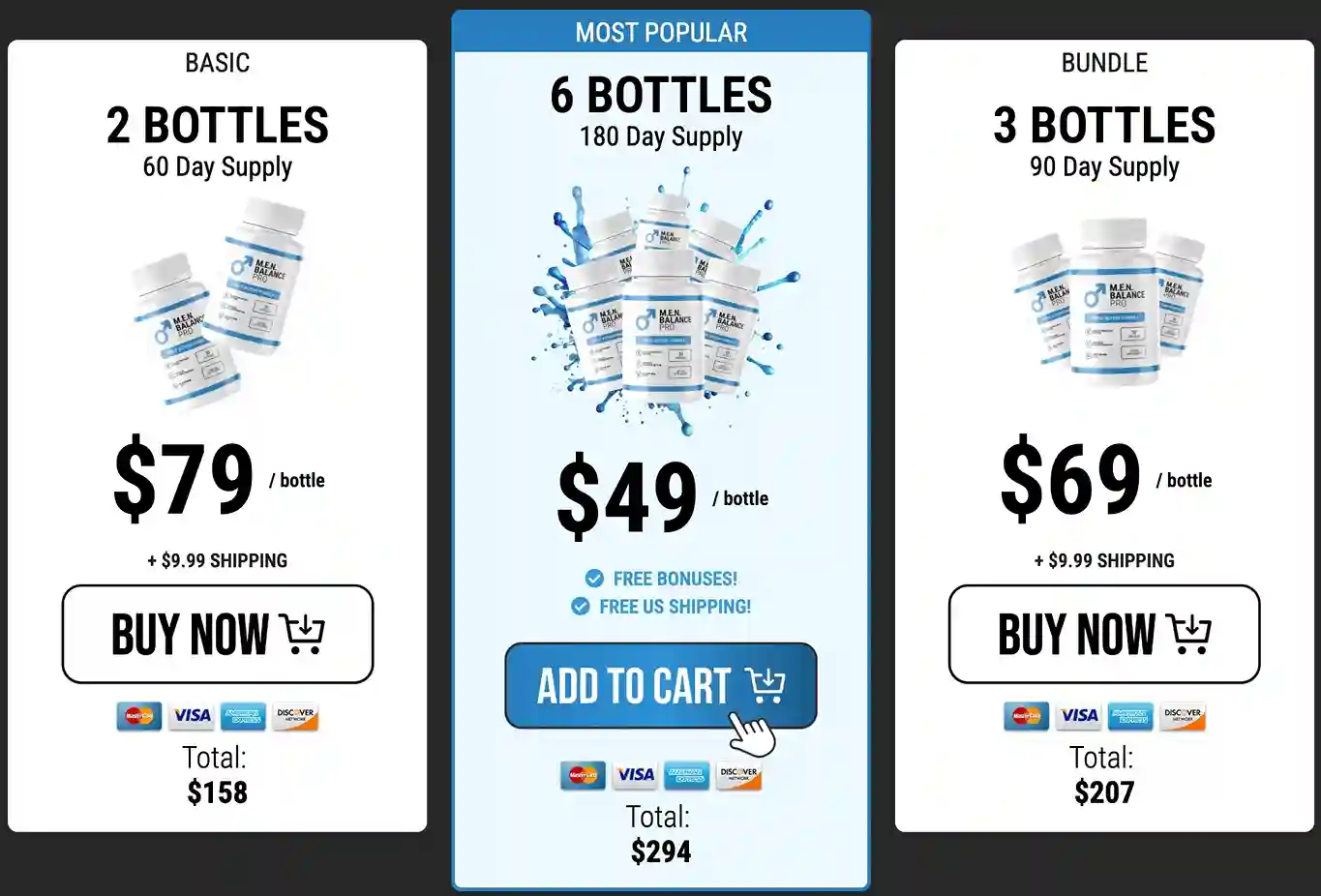 Men Balance Pro Pricing — Best Value Package — Free Shipping — 60-Day Guarantee